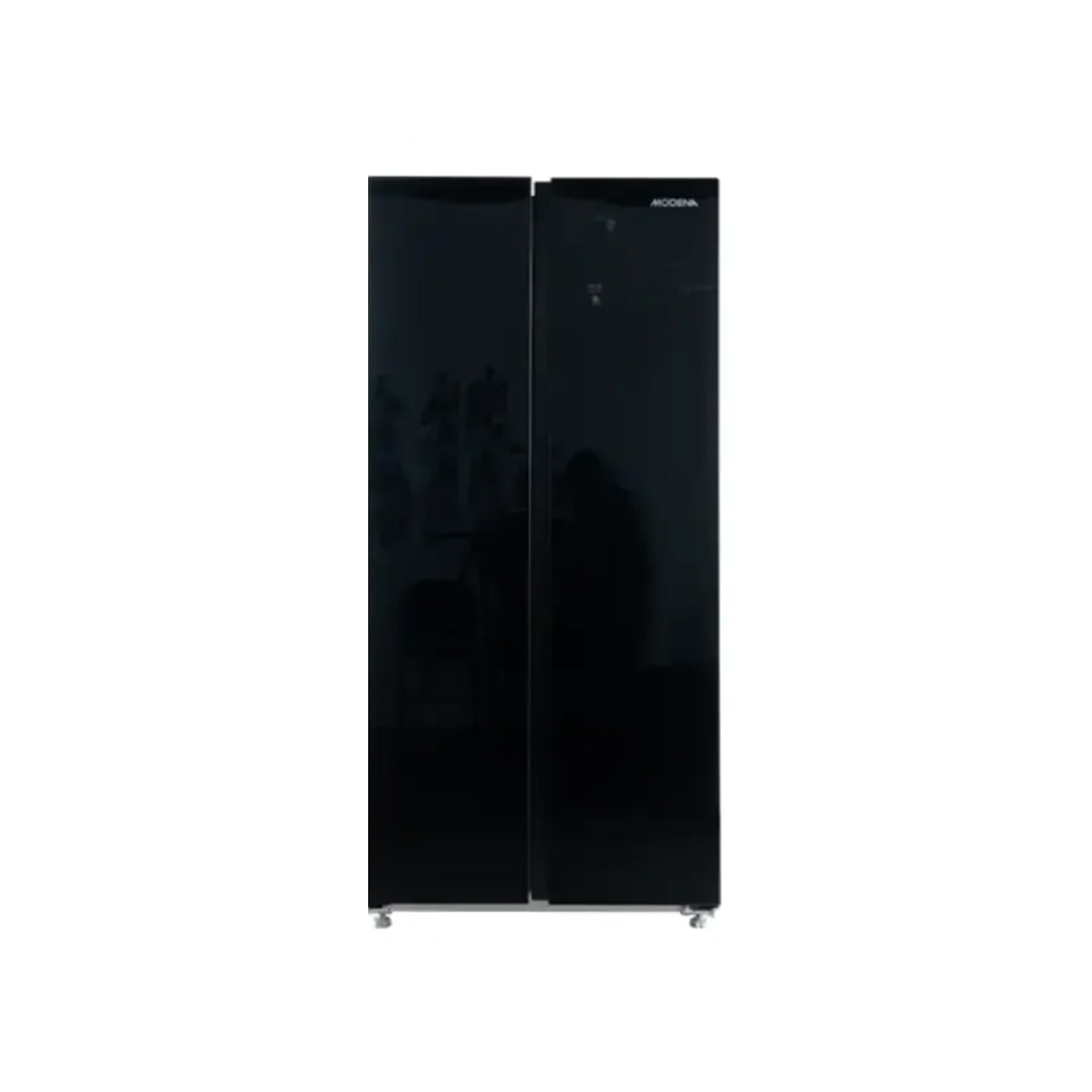 MODENA RF 4670 SABG Kulkas Side by Side Black Temperred Glass Door